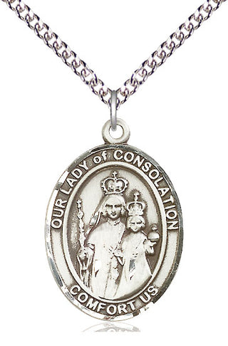 Sterling Silver Our Lady of Consolation Medal Catholic Jewelry Engraved Catholic Saint Jewelry