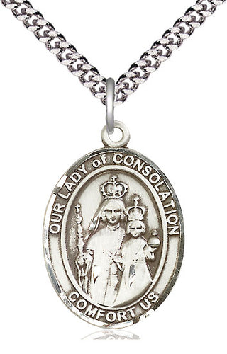 Sterling Silver Our Lady of Consolation Medal Catholic Jewelry Engraved Catholic Saint Jewelry