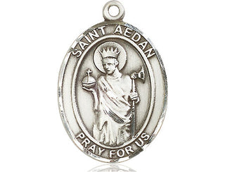 Pewter Saint Aedan of Ferns Medal Engraved Catholic Saint Jewelry