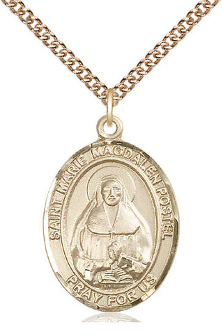 14kt Gold Filled Marie Magdalen Postel Medal Catholic Jewelry Engraved Catholic Saint Jewelry