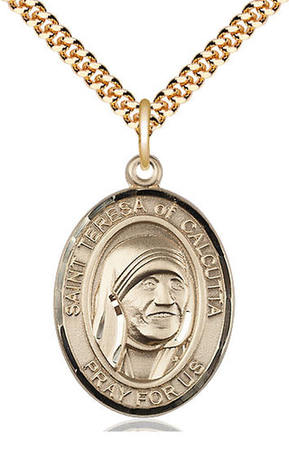 14kt Gold Filled Saint Teresa of Calcutta Medal Catholic Jewelry Engraved Catholic Saint Jewelry