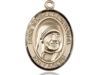 14kt Gold Saint Teresa of Calcutta Medal Engraved Catholic Saint Jewelry