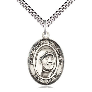 Pewter Saint Teresa of Calcutta Medal Catholic Jewelry Engraved Catholic Saint Jewelry