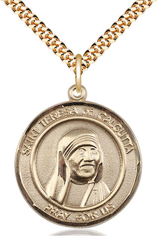 14kt Gold Filled Saint Teresa of Calcutta Medal Catholic Jewelry Engraved Catholic Saint Jewelry