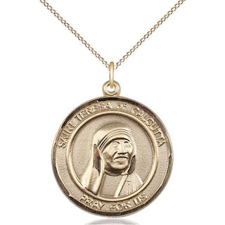 14kt Gold Saint Teresa of Calcutta Medal Engraved Catholic Saint Jewelry