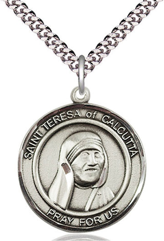 Pewter Saint Teresa of Calcutta Medal Catholic Jewelry Engraved Catholic Saint Jewelry