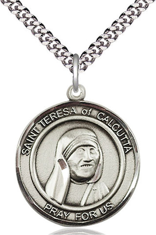 Pewter Saint Teresa of Calcutta Medal Catholic Jewelry Engraved Catholic Saint Jewelry