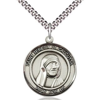 Sterling Silver Saint Teresa of Calcutta Medal Catholic Jewelry Engraved Catholic Saint Jewelry
