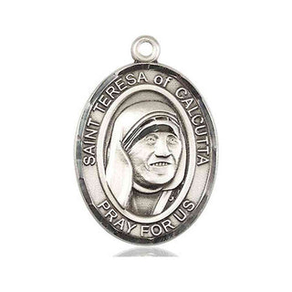 Sterling Silver Saint Teresa of Calcutta Medal Catholic Jewelry Engraved Catholic Saint Jewelry