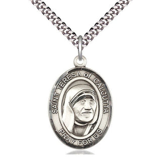 Sterling Silver Saint Teresa of Calcutta Medal Catholic Jewelry Engraved Catholic Saint Jewelry