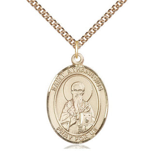14kt Gold Filled Saint Athanasius Medal Catholic Jewelry Engraved Catholic Saint Jewelry
