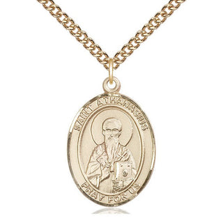 14kt Gold Filled Saint Athanasius Medal Catholic Jewelry Engraved Catholic Saint Jewelry