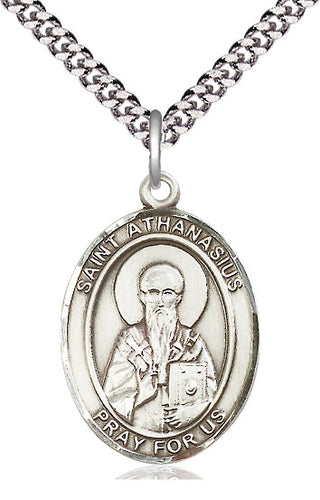 Pewter Saint Athanasius Medal Catholic Jewelry Engraved Catholic Saint Jewelry