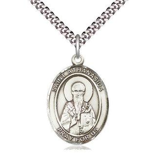 Sterling Silver Saint Athanasius Medal Catholic Jewelry Engraved Catholic Saint Jewelry