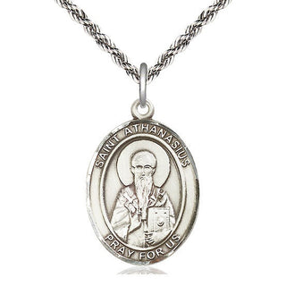 Sterling Silver Saint Athanasius Medal Catholic Jewelry Engraved Catholic Saint Jewelry