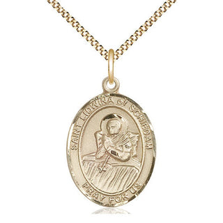 14kt Gold Filled Saint Lidwina of Schiedam Medal Catholic Jewelry Engraved Catholic Saint Jewelry