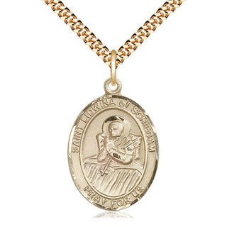 14kt Gold Filled Saint Lidwina of Schiedam Medal Catholic Jewelry Engraved Catholic Saint Jewelry