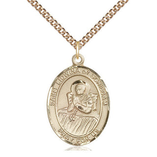 14kt Gold Filled Saint Lidwina of Schiedam Medal Catholic Jewelry Engraved Catholic Saint Jewelry