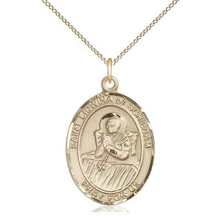 14kt Gold Saint Lidwina of Schiedam Medal Engraved Catholic Saint Jewelry