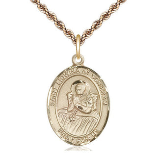 14kt Gold Saint Lidwina of Schiedam Medal Engraved Catholic Saint Jewelry