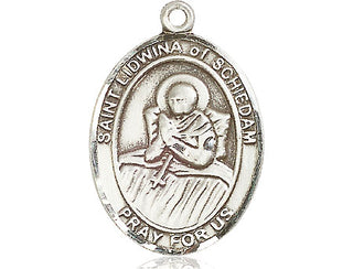 Pewter Saint Lidwina of Schiedam Medal Engraved Catholic Saint Jewelry