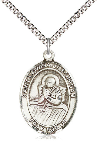 Pewter Saint Lidwina of Schiedam Medal Catholic Jewelry Engraved Catholic Saint Jewelry