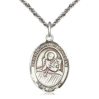 Sterling Silver Saint Lidwina of Schiedam Medal Catholic Jewelry Engraved Catholic Saint Jewelry