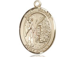 14kt Gold Filled Saint Fiacre Medal Engraved Catholic Saint Jewelry