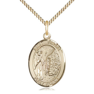 14kt Gold Filled Saint Fiacre Medal Catholic Jewelry Engraved Catholic Saint Jewelry