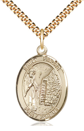 14kt Gold Filled Saint Fiacre Medal Catholic Jewelry Engraved Catholic Saint Jewelry