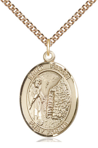 14kt Gold Filled Saint Fiacre Medal Catholic Jewelry Engraved Catholic Saint Jewelry