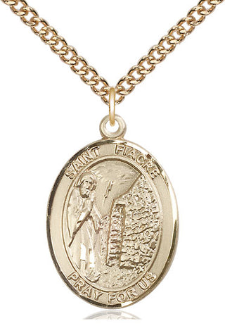 14kt Gold Filled Saint Fiacre Medal Catholic Jewelry Engraved Catholic Saint Jewelry