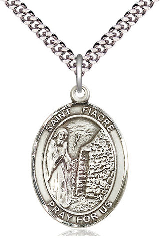 Sterling Silver Saint Fiacre Medal Catholic Jewelry Engraved Catholic Saint Jewelry