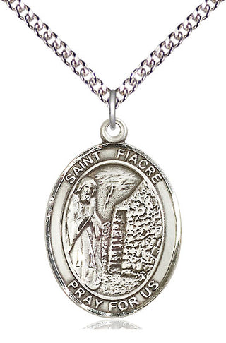 Sterling Silver Saint Fiacre Medal Catholic Jewelry Engraved Catholic Saint Jewelry