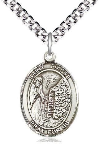 Sterling Silver Saint Fiacre Medal Catholic Jewelry Engraved Catholic Saint Jewelry