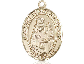14kt Gold Filled Our Lady of Prompt Succor Medal Engraved Catholic Saint Jewelry