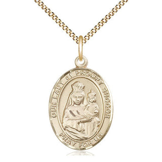 14kt Gold Filled Our Lady of Prompt Succor Medal Catholic Jewelry Engraved Catholic Saint Jewelry