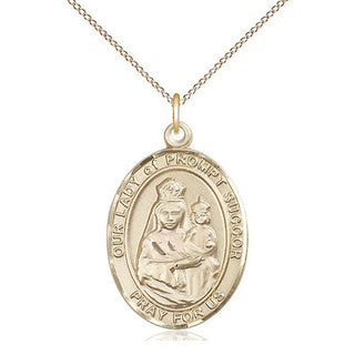 14kt Gold Our Lady of Prompt Succor Medal Engraved Catholic Saint Jewelry
