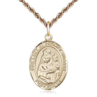 14kt Gold Our Lady of Prompt Succor Medal Engraved Catholic Saint Jewelry