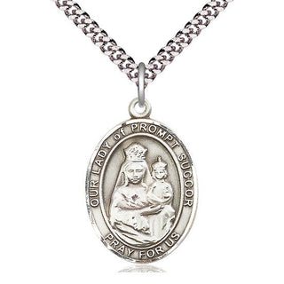 Pewter Our Lady of Prompt Succor Medal Catholic Jewelry Engraved Catholic Saint Jewelry
