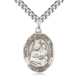 Pewter Our Lady of Prompt Succor Medal Catholic Jewelry Engraved Catholic Saint Jewelry