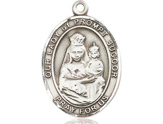 Sterling Silver Our Lady of Prompt Succor Medal Catholic Jewelry Engraved Catholic Saint Jewelry