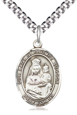 Sterling Silver Our Lady of Prompt Succor Medal Catholic Jewelry Engraved Catholic Saint Jewelry