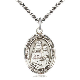 Sterling Silver Our Lady of Prompt Succor Medal Catholic Jewelry Engraved Catholic Saint Jewelry