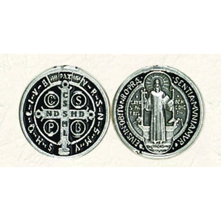 6-pack - St Benedict Token - Silver Tone with Black Enamel