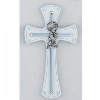 7" Boy Cross On White Wood