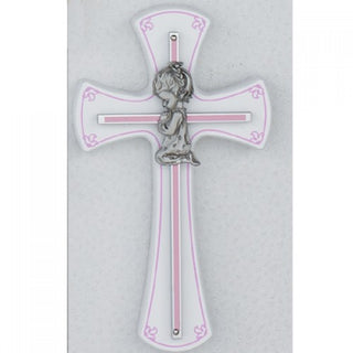 7" Girl Cross On White Wood