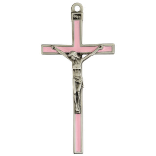 5-inch Pink enamel crucifix