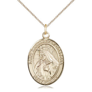 14kt Gold Filled Saint Margaret of Cortona Medal Catholic Jewelry Engraved Catholic Saint Jewelry