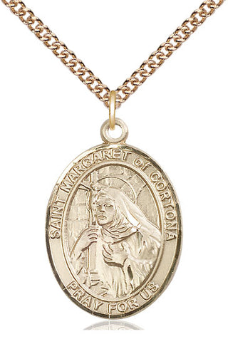 14kt Gold Filled Saint Margaret of Cortona Medal Catholic Jewelry Engraved Catholic Saint Jewelry